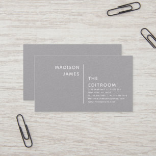 Simple Modern Minimal Grey Textured White Script Business Card