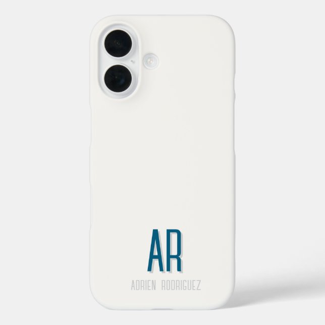 Simple Modern Minimal Initials iPhone 16 Pro Case (Back)