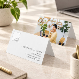 Simple Modern Minimal Logo Photo Folded Blank Business Card