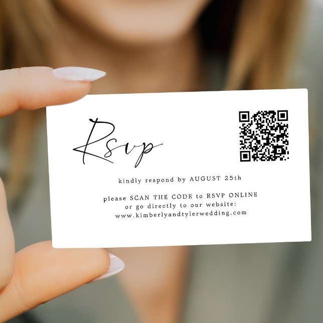 Simple modern minimal online QR CODE RSVP Enclosure Card (Creator Uploaded)