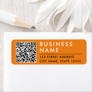  Simple Modern Minimal Orange Web QR Code Digital Return Address Label