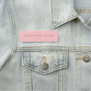 Simple Modern Minimal Pastel Pink Name Tag