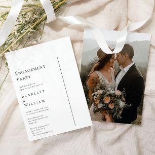 Simple Modern Minimal Photo Engagement Party Invitation