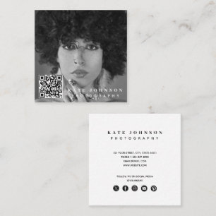 Simple Modern Minimal Photo QR Code Social Media Square Business Card