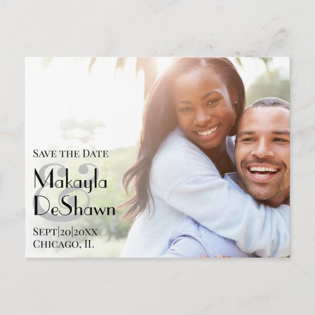 Simple Modern Minimal Photo Save the Date Wedding Postcard (Front)