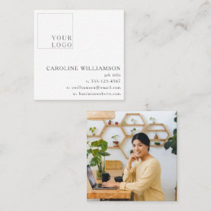 Simple Modern Minimal Professional Logo Photo Square Business Card