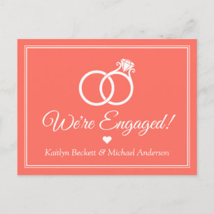 Simple Modern Minimal Ring Engagement Announcement Postcard
