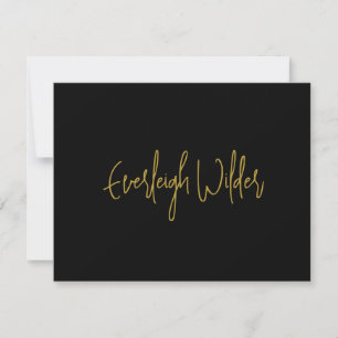 Simple Modern Minimal Script Typography Gold Black Card