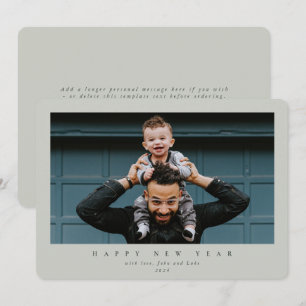 Simple Modern Minimal Single Photo Happy New Year Holiday Card