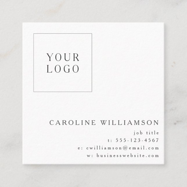 Simple Modern Minimal Square Professional Logo  Square Business Card (Front)