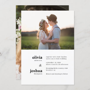 Simple Modern Minimal Typography Two Photo Wedding Invitation