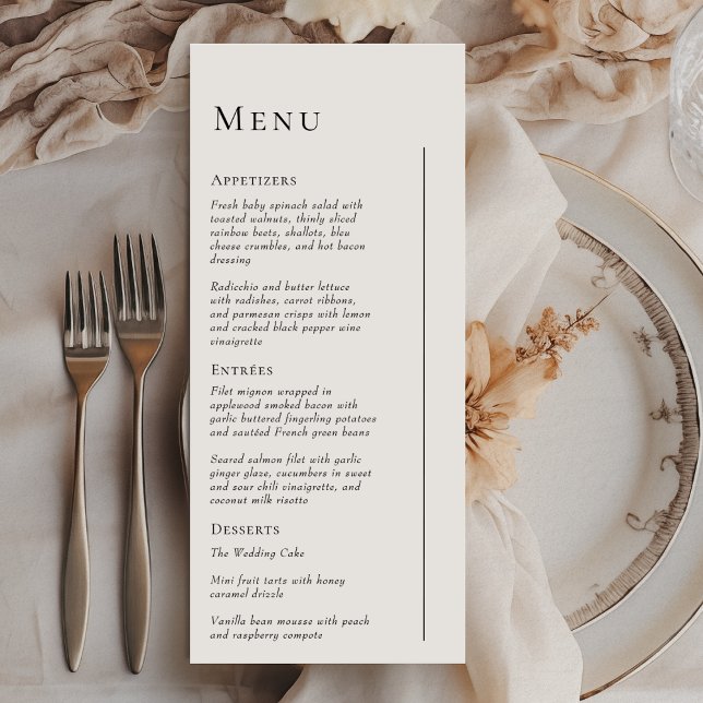 Simple Modern Minimal Wedding Flat Menu (Creator Uploaded)