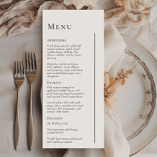 Simple Modern Minimal Wedding Flat Menu