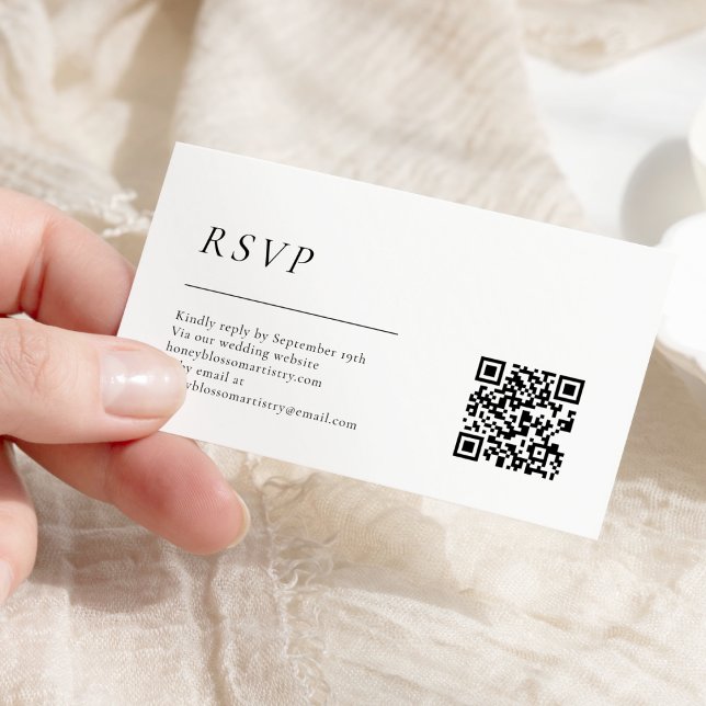 Simple Modern Minimal Wedding QR Code RSVP Enclosure Card (Creator Uploaded)