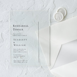 Simple Modern Minimal Wedding Rehearsal Dinner Acrylic Invitations