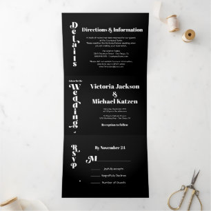 Simple Modern Minimal Wedding Tri-Fold Invitation