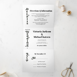 Simple Modern Minimal Wedding Tri-Fold Invitation