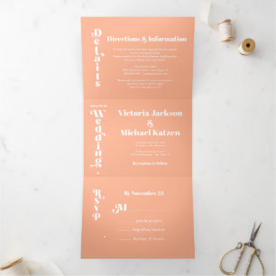 Simple Modern Minimal Wedding Tri-Fold Invitation