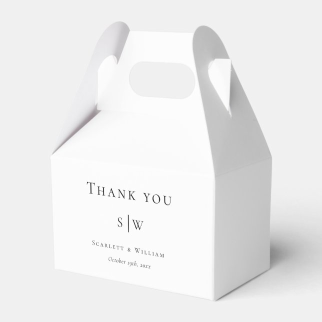Simple Modern Minimal White Wedding Gable Favour Box (Front Side)