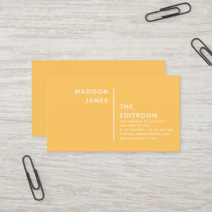 Simple Modern Minimal Yellow White Business Card