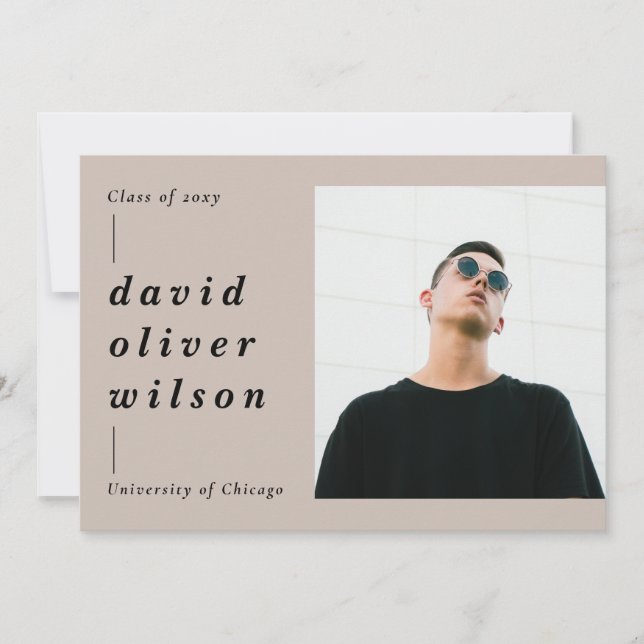 Simple Modern Minimalist 2 Photo Graduation Invitation (Front)