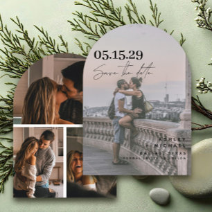 Simple Modern Minimalist 4 Photo Wedding Save The Date