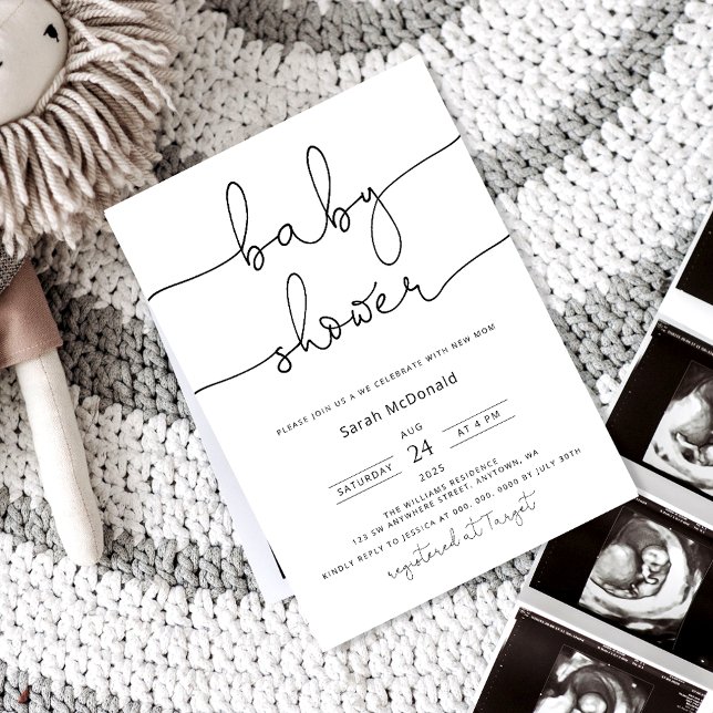  Simple Modern Minimalist Baby Shower Invitation (Creator Uploaded)