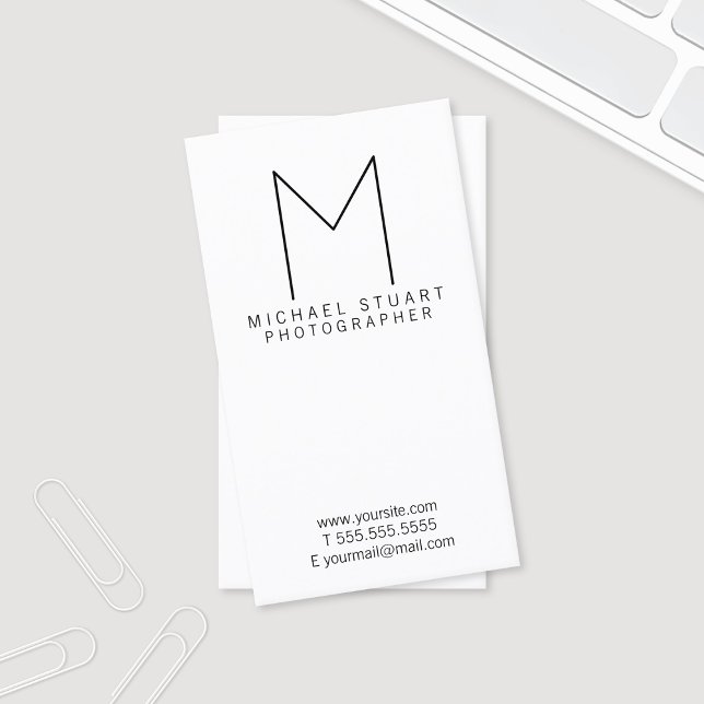 Simple Modern Minimalist Black and White Monogram Business Card (Creator Uploaded)