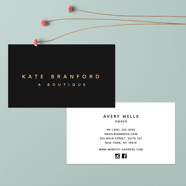 Simple Modern Minimalist Black Boutique Business Card (Creator Uploaded)