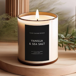 Simple Modern Minimalist Black Candle Label