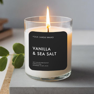 Simple Modern Minimalist Black Candle Label