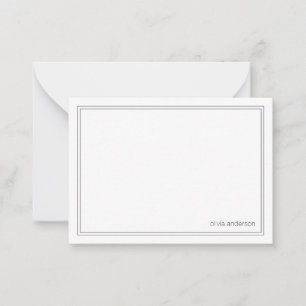 Simple Modern Minimalist Black Two Border Monogram Card