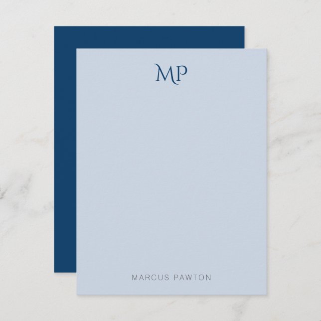 Simple Modern Minimalist Blue Personalised Card (Front/Back)