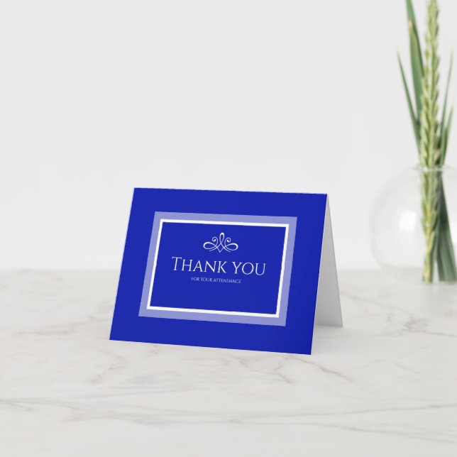 Simple modern minimalist blue wedding  thank you card (Front)