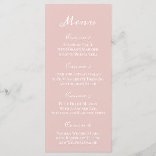 Simple Modern Minimalist Blush Wedding Menu