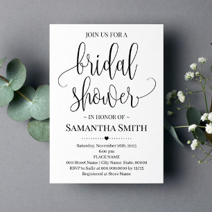Simple Modern Minimalist Bridal Shower Wedding Invitation