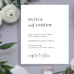 Simple Modern Minimalist Budget Wedding Invitation<br><div class="desc">These elegant,  black and white budget wedding invitations are simple and minimalist yet very stylish due to the modern handwritten script and clean layout.</div>