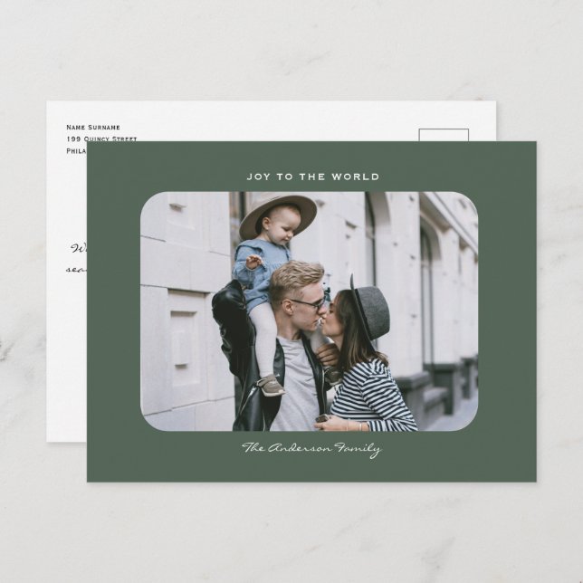 Simple modern minimalist clean Christmas photo  Po Postcard (Front/Back)