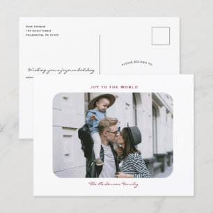 Simple modern minimalist clean Christmas photo Postcard