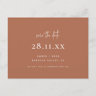 Simple Modern Minimalist Copper Save the Date Announcement Postcard