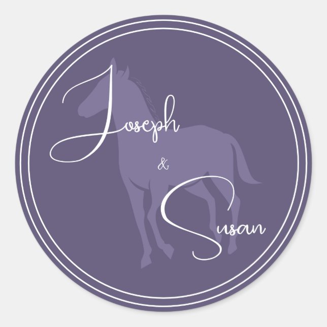 Simple Modern Minimalist Country Horse Classic Round Sticker (Front)