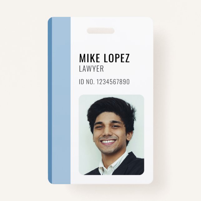 Simple Modern Minimalist Custom Employee ID ID Badge (Front)