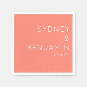 Simple Modern Minimalist Custom Wedding Coral Napkin