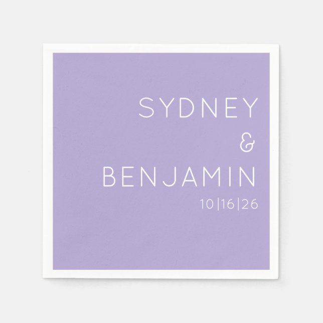Simple Modern Minimalist Custom Wedding Lavender Napkin (Front)