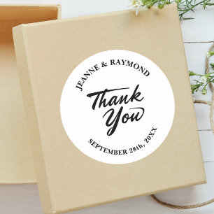 Simple Modern Minimalist Custom Wedding Thank You Classic Round Sticker