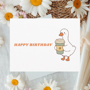 Simple Modern Minimalist Cute Goose Birthday Postcard