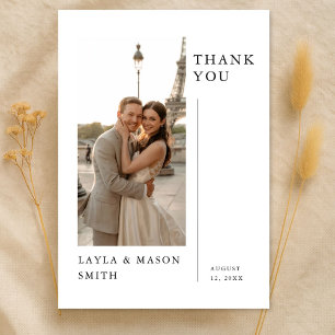 Simple Modern Minimalist Destination Wedding Photo Thank You Card