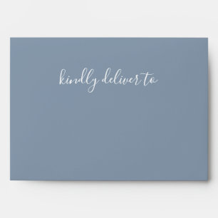 Simple Modern Minimalist Dusty Blue Wedding Envelope