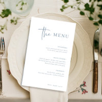 Simple Modern Minimalist | Dusty Blue Wedding Menu