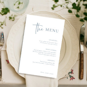 Simple Modern Minimalist   Dusty Blue Wedding Menu